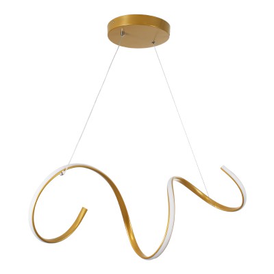 GloboStar® SPIRALE 61286 Κρεμαστό Φωτιστικό Οροφής Design LED CCT 75W 8400lm 300° AC 220-240V - Εναλλαγή Φωτισμού μέσω Τηλεχειριστηρίου All In One Ψυχρό 6000k+Φυσικό 4500k+Θερμό 2700k Dimmable Μ72 x Π25 x Υ30cm - Χρυσό Βούρτσας - 3 Years Warranty Διακόσμη