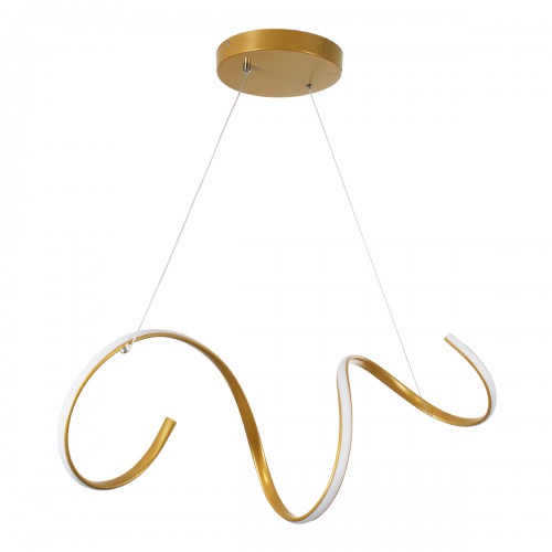 GloboStar® SPIRALE 61286 Κρεμαστό Φωτιστικό Οροφής Design LED CCT 75W 8400lm 300° AC 220-240V - Εναλλαγή Φωτισμού μέσω Τηλεχειριστηρίου All In One Ψυχρό 6000k+Φυσικό 4500k+Θερμό 2700k Dimmable Μ72 x Π25 x Υ30cm - Χρυσό Βούρτσας - 3 Years Warranty Διακόσμη