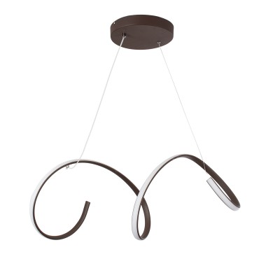GloboStar® SPIRALE 61287 Κρεμαστό Φωτιστικό Οροφής Design LED CCT 75W 8400lm 300° AC 220-240V - Εναλλαγή Φωτισμού μέσω Τηλεχειριστηρίου All In One Ψυχρό 6000k+Φυσικό 4500k+Θερμό 2700k Dimmable Μ72 x Π25 x Υ30cm - Καφέ - 3 Years Warranty Διακόσμηση - Φως -