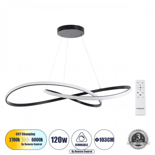 GloboStar® DEXTER 60917 Κρεμαστό Φωτιστικό Οροφής Design LED CCT 120W 13440lm 300° AC 220-240V - Εναλλαγή Φωτισμού μέσω Τηλεχειριστηρίου All In One Ψυχρό 6000k+Φυσικό 4500k+Θερμό 2700k Dimmable Φ103cm - Μαύρο - 3 Years Warranty Διακόσμηση - Φως - Χαλιά GloboStar® DEXTER 60917 Κρεμαστό Φωτιστικό Οροφής Design LED CCT 120W 13440lm 300° AC 220-240V - Εναλλαγή Φωτισμού μέσω Τηλεχειριστηρίου All In One Ψυχρό 6000k+Φυσικό 4500k+Θερμό 2700k Dimmable Φ103cm - Μαύρο - 3 Years Warranty Διακόσμηση - Φως - Χαλιά