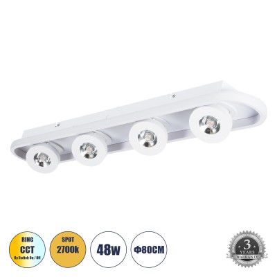 GLOBOSTAR® NESPO 61215 Μοντέρνο Φωτιστικό Οροφής LED 48W 5376lm 360° & 45° AC 220-240V IP20 Ρυθμιζόμενο Λευκό CCT με On/Off 2700K/4500K/6000K - Lumileds SMD Chip - Λευκό Ματ - Μ80 x Π13 x Υ6.5cm - 3 Χρόνια Εγγύηση GLOBOSTAR® NESPO 61215 Μοντέρνο Φωτιστικό Οροφής LED 48W 5376lm 360° & 45° AC 220-240V IP20 Ρυθμιζόμενο Λευκό CCT με On/Off 2700K/4500K/6000K - Lumileds SMD Chip - Λευκό Ματ - Μ80 x Π13 x Υ6.5cm - 3 Χρόνια Εγγύηση