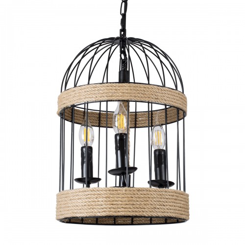 GloboStar® MERLIN 00865 Vintage Industrial Κρεμαστό Φωτιστικό Οροφής Τρίφωτο 3 x E14 Μαύρο Μεταλλικό Με Σχοινί Φ27 x Y44cm Διακόσμηση - Φωτισμός - Χαλιά GloboStar® MERLIN 00865 Vintage Industrial Κρεμαστό Φωτιστικό Οροφής Τρίφωτο 3 x E14 Μαύρο Μεταλλικό Με Σχοινί Φ27 x Y44cm Διακόσμηση - Φωτισμός - Χαλιά