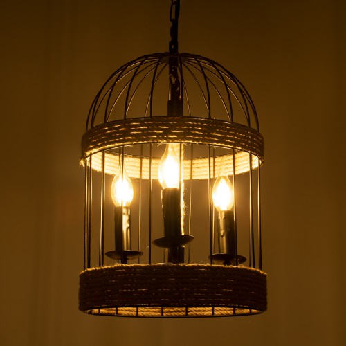 GloboStar® MERLIN 00865 Vintage Industrial Κρεμαστό Φωτιστικό Οροφής Τρίφωτο 3 x E14 Μαύρο Μεταλλικό Με Σχοινί Φ27 x Y44cm Διακόσμηση - Φωτισμός - Χαλιά GloboStar® MERLIN 00865 Vintage Industrial Κρεμαστό Φωτιστικό Οροφής Τρίφωτο 3 x E14 Μαύρο Μεταλλικό Με Σχοινί Φ27 x Y44cm Διακόσμηση - Φωτισμός - Χαλιά