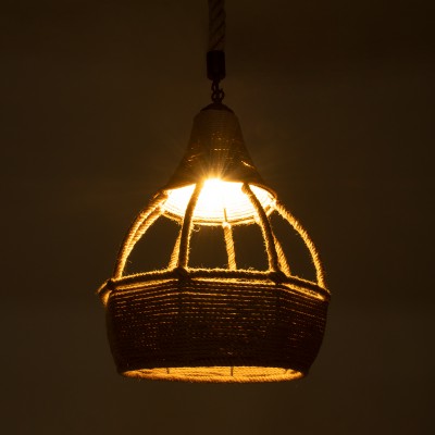 GloboStar® KUBRIC 01605 Vintage Κρεμαστό Φωτιστικό Οροφής Μονόφωτο 1 x E27 Μπεζ Καμπάνα με Σχοινί Φ31 x Υ39cm Διακόσμηση - Φωτισμός - Χαλιά GloboStar® KUBRIC 01605 Vintage Κρεμαστό Φωτιστικό Οροφής Μονόφωτο 1 x E27 Μπεζ Καμπάνα με Σχοινί Φ31 x Υ39cm Διακόσμηση - Φωτισμός - Χαλιά