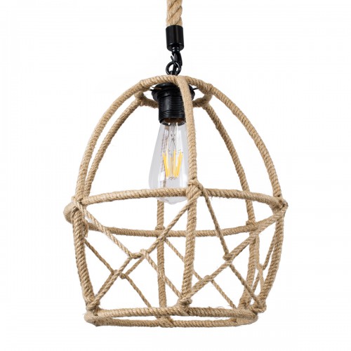 GloboStar® TELAN 01615 Vintage Κρεμαστό Φωτιστικό Οροφής Μονόφωτο 1 x E27 Πλέγμα με Μπεζ Σχοινί Φ30 x Υ38cm Διακόσμηση - Φωτισμός - Χαλιά GloboStar® TELAN 01615 Vintage Κρεμαστό Φωτιστικό Οροφής Μονόφωτο 1 x E27 Πλέγμα με Μπεζ Σχοινί Φ30 x Υ38cm Διακόσμηση - Φωτισμός - Χαλιά