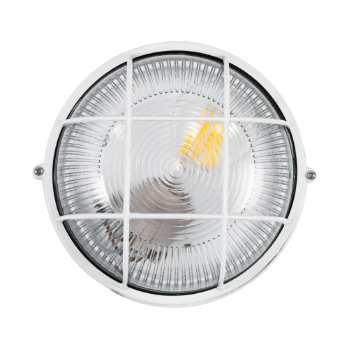 GloboStar® BOATLIGHT 61585 Vintage Industrial Φωτιστικό Τοίχου - Απλίκα - Καραβοχελώνα Εξωτερικού Χώρου Μονόφωτο 1 x E27 AC220-240V Αδιάβροχο IP65 - Σώμα Αλουμινίου & Tempered Glass - Φ17.5 x Υ9cm - Λευκό - Στρόγγυλο - 5 Years Warranty Διακόσμηση - Φω