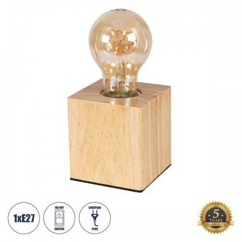 GloboStar® WOODBOX 99405 Μοντέρνο Επιτραπέζιο Φωτιστικό Πορτατίφ Μονόφωτο 1 x E27 IP20 Μπεζ Ξύλο - Μ7.6 x Π7.6 x Υ8.2cm GloboStar® WOODBOX 99405 Μοντέρνο Επιτραπέζιο Φωτιστικό Πορτατίφ Μονόφωτο 1 x E27 IP20 Μπεζ Ξύλο - Μ7.6 x Π7.6 x Υ8.2cm