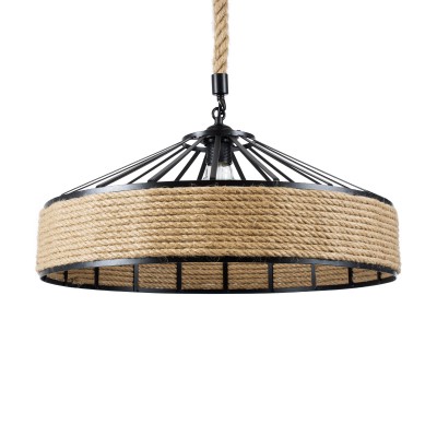 GLOBOSTAR® SAHARA 01147 Vintage Κρεμαστό Φωτιστικό Οροφής με Ντουί 1 x E27 AC 220-240V IP20 - Μαύρο & Μπεζ - Μ50 x Π50 x Υ32cm