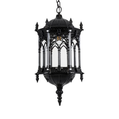 GLOBOSTAR® DARCY 00672 Vintage Κρεμαστό Φωτιστικό Οροφής με Ντουί 1 x E27 AC 220-240V IP20 - Μαύρο & Διάφανο - Μ35 x Π35 x Υ61cm