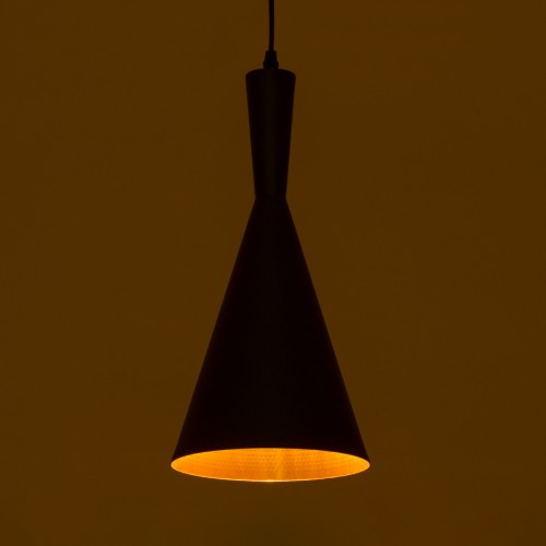 GloboStar® SHANGHAI BLACK 01025-C Μοντέρνο Κρεμαστό Φωτιστικό Οροφής Μονόφωτο 1 x E27 Μαύρο Μεταλλικό Καμπάνα Φ19 x Υ38cm Διακόσμηση - Φως - Χαλιά