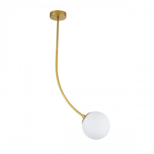 GloboStar® DRIZZLE 00921 Μοντέρνο Φωτιστικό Οροφής Μονόφωτο Χρυσό 100cm με Λευκό Ματ Γυαλί Φ15 x Y100cm Διακόσμηση - Φωτισμός - Χαλιά