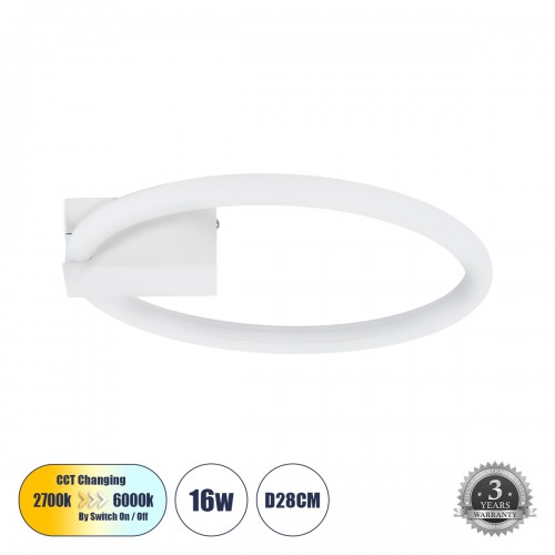 GloboStar® CINDERELLA 60977 Φωτιστικό Οροφής Δαχτυλίδι-Κύκλος LED CCT 16W 1792lm 360° AC 220-240V - Εναλλαγή Φωτισμού μέσω Διακόπτη On/Off All In One Ψυχρό 6000k+Φυσικό 4500k+Θερμό 2700k Φ28cm - Λευκό - 3 Years Warranty Διακόσμηση - Φως - Χαλιά GloboStar® CINDERELLA 60977 Φωτιστικό Οροφής Δαχτυλίδι-Κύκλος LED CCT 16W 1792lm 360° AC 220-240V - Εναλλαγή Φωτισμού μέσω Διακόπτη On/Off All In One Ψυχρό 6000k+Φυσικό 4500k+Θερμό 2700k Φ28cm - Λευκό - 3 Years Warranty Διακόσμηση - Φως - Χαλιά