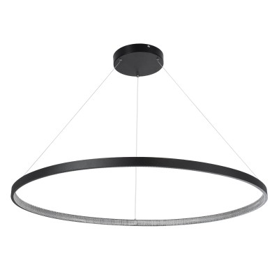 GloboStar® DIAMOND 61519 Κρεμαστό Φωτιστικό Δαχτυλίδι-Κύκλος LED CCT 75W 8400lm 360° AC 220-240V - Εναλλαγή Φωτισμού μέσω Τηλεχειριστηρίου All In One Ψυχρό 6000k+Φυσικό 4500k+Θερμό 2700k Dimmable Φ100cm - Μαύρο - 3 Years Warranty Διακόσμηση - Φως - Χαλιά