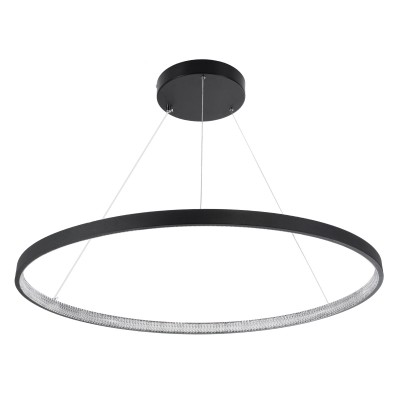 GloboStar® DIAMOND 61520 Κρεμαστό Φωτιστικό Δαχτυλίδι-Κύκλος LED CCT 67W 7504lm 360° AC 220-240V - Εναλλαγή Φωτισμού μέσω Τηλεχειριστηρίου All In One Ψυχρό 6000k+Φυσικό 4500k+Θερμό 2700k Dimmable Φ80cm - Μαύρο - 3 Years Warranty Διακόσμηση - Φως - Χαλιά