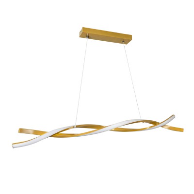 GloboStar® MORALES 61278 Κρεμαστό Φωτιστικό Οροφής Design LED CCT 54W 6048lm 200° AC 220-240V - Εναλλαγή Φωτισμού μέσω Τηλεχειριστηρίου All In One Ψυχρό 6000k+Φυσικό 4500k+Θερμό 2700k Dimmable Μ90 x Π14 x Υ14cm - Χρυσό Πλατίνα - 3 Years Warranty Διακόσμησ