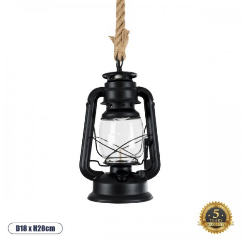 GLOBOSTAR® BARBAROSSA 01704 Vintage Κρεμαστό Φωτιστικό Οροφής με Ντουί 1 x E27 AC 220-240V IP20 - Μαύρο - Μ18 x Π18 x Υ28cm GLOBOSTAR® BARBAROSSA 01704 Vintage Κρεμαστό Φωτιστικό Οροφής με Ντουί 1 x E27 AC 220-240V IP20 - Μαύρο - Μ18 x Π18 x Υ28cm