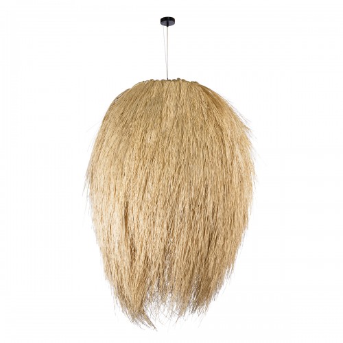 GloboStar® ARCHIPELAGO 01914 Boho Κρεμαστό Φωτιστικό Οροφής Μονόφωτο 1 x E27 AC220-240V IP20 - Φ120 x Υ140cm - Μπεζ Ξύλινο Πλέγμα - 5 Χρόνια Εγγύηση Διακόσμηση - Φως - Χαλιά
