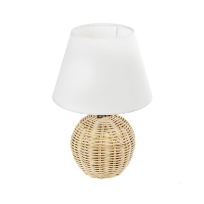 GLOBOSTAR® HASUMI 01957 Boho Επιτραπέζιο Φωτιστικό Πορτατίφ με Ντουί 1 x E27 AC 220-240V IP20 - Μπεζ & Λευκό - Μ19 x Π19 x Υ30cm