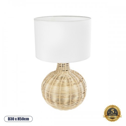 GloboStar® SHIZUMI 01959 Boho Επιτραπέζιο Φωτιστικό Πορτατίφ Μονόφωτο 1 x E27 AC220-240V IP20 - Φ30 x Υ50cm - Μπεζ Ξύλινο Πλέγμα με Λευκό Καπέλο - 5 Χρόνια Εγγύηση Διακόσμηση - Φωτισμός - Χαλιά GloboStar® SHIZUMI 01959 Boho Επιτραπέζιο Φωτιστικό Πορτατίφ Μονόφωτο 1 x E27 AC220-240V IP20 - Φ30 x Υ50cm - Μπεζ Ξύλινο Πλέγμα με Λευκό Καπέλο - 5 Χρόνια Εγγύηση Διακόσμηση - Φωτισμός - Χαλιά