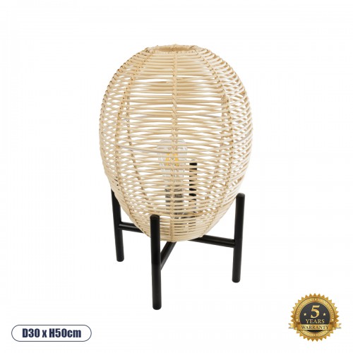 GloboStar® NERINA 02014 Boho Επιτραπέζιο Φωτιστικό Πορτατίφ Μονόφωτο 1 x E27 IP20 Μαύρο Μέταλλο με Μπεζ Ξύλο - Μ30 x Π30 x Υ50cm GloboStar® NERINA 02014 Boho Επιτραπέζιο Φωτιστικό Πορτατίφ Μονόφωτο 1 x E27 IP20 Μαύρο Μέταλλο με Μπεζ Ξύλο - Μ30 x Π30 x Υ50cm
