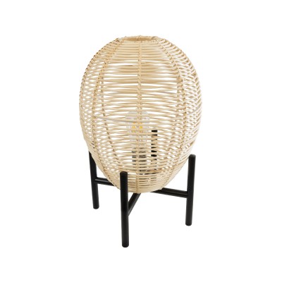 GloboStar® NERINA 02014 Boho Επιτραπέζιο Φωτιστικό Πορτατίφ Μονόφωτο 1 x E27 IP20 Μαύρο Μέταλλο με Μπεζ Ξύλο - Μ30 x Π30 x Υ50cm GloboStar® NERINA 02014 Boho Επιτραπέζιο Φωτιστικό Πορτατίφ Μονόφωτο 1 x E27 IP20 Μαύρο Μέταλλο με Μπεζ Ξύλο - Μ30 x Π30 x Υ50cm
