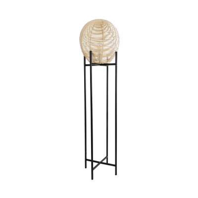 GLOBOSTAR® NERINA 02016 Boho Επιδαπέδιο Φωτιστικό με Ντουί 1 x E27 AC 220-240V IP20 - Μαύρο & Μπεζ - Μ40 x Π40 x Υ160cm