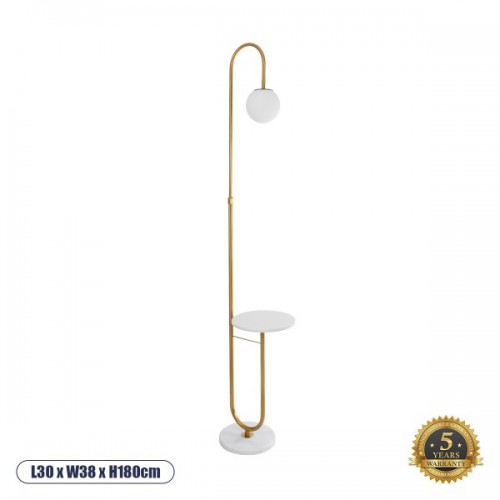 GloboStar® CORDELIA 02025 Μοντέρνο Επιδαπέδιο Φωτιστικό Τραπεζάκι Μονόφωτο 1 x E27 AC220-240V IP20 - Μ30 x Π38 x Υ180cm - Χρυσό με Λευκό Μεταλλικό & Γυάλινη Γαλακτερή Μπάλα - 5 Χρόνια Εγγύηση Διακόσμηση - Φωτισμός - Χαλιά GloboStar® CORDELIA 02025 Μοντέρνο Επιδαπέδιο Φωτιστικό Τραπεζάκι Μονόφωτο 1 x E27 AC220-240V IP20 - Μ30 x Π38 x Υ180cm - Χρυσό με Λευκό Μεταλλικό & Γυάλινη Γαλακτερή Μπάλα - 5 Χρόνια Εγγύηση Διακόσμηση - Φωτισμός - Χαλιά