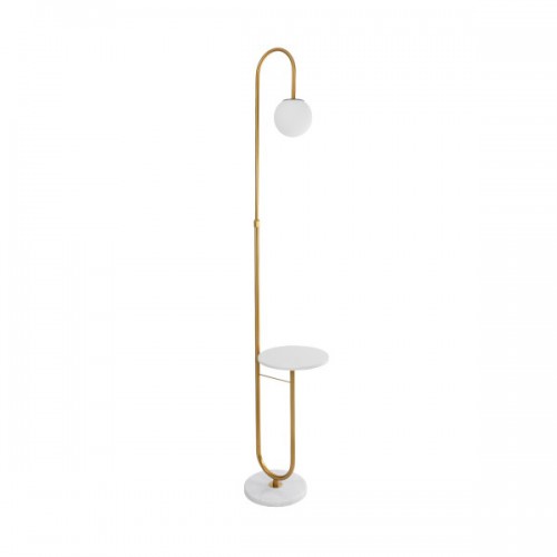 GloboStar® CORDELIA 02025 Μοντέρνο Επιδαπέδιο Φωτιστικό Τραπεζάκι Μονόφωτο 1 x E27 AC220-240V IP20 - Μ30 x Π38 x Υ180cm - Χρυσό με Λευκό Μεταλλικό & Γυάλινη Γαλακτερή Μπάλα - 5 Χρόνια Εγγύηση Διακόσμηση - Φωτισμός - Χαλιά GloboStar® CORDELIA 02025 Μοντέρνο Επιδαπέδιο Φωτιστικό Τραπεζάκι Μονόφωτο 1 x E27 AC220-240V IP20 - Μ30 x Π38 x Υ180cm - Χρυσό με Λευκό Μεταλλικό & Γυάλινη Γαλακτερή Μπάλα - 5 Χρόνια Εγγύηση Διακόσμηση - Φωτισμός - Χαλιά