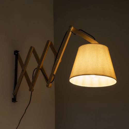 GloboStar® TALISHA 02028 Μοντέρνο Φωτιστικό Τοίχου - Απλίκα 1 x E27 AC 220-240V - Μ35-100 x Π15 x Υ36cm - Μπεζ Ξύλινο με Μπεζ Καπέλο - 5 Χρόνια Αγγύηση Διακόσμηση - Φωτισμός - Χαλιά