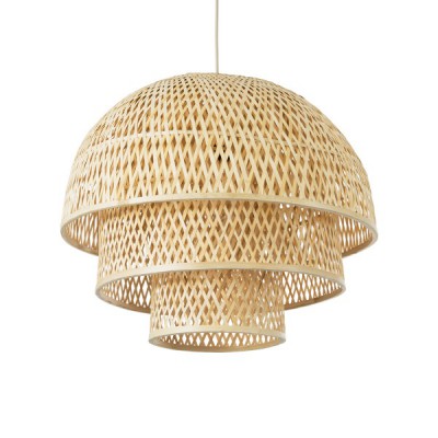 GLOBOSTAR® HIROKA 01836 Boho Κρεμαστό Φωτιστικό Οροφής με Ντουί 1 x E27 AC 220-240V IP20 - Μπεζ - Μ60 x Π60 x Υ50cm