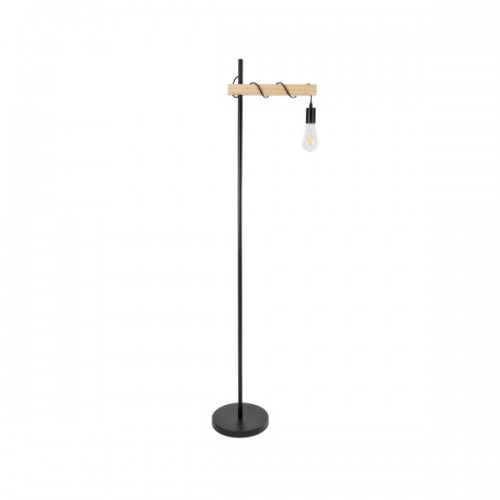 GloboStar® MINDELO 02033 Μοντέρνο Επιδαπέδιο Φωτιστικό Μονόφωτο 1 x E27 AC220-240V IP20 - Μ35 x Π24 x Υ150cm - Μαύρο Μεταλλικό Σώμα με Μπεζ Ξύλινη Βάση - 5 Χρόνια Εγγύηση Διακόσμηση - Φως - Χαλιά