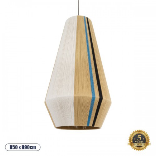 GloboStar® SALERNO 02079 Boho Φωτιστικό Οροφής Μονόφωτο 1 x E27 AC220-240V IP20 - Φ50 x Υ90cm - Μπεζ με Λευκό και Γαλάζια με Μαύρη Λεπτομέρεια Λεπτό Νήμα Βαμβακερό Πλέγμα Καμπάνα - 5 Χρόνια Εγγύηση Διακόσμηση - Φως - Χαλιά GloboStar® SALERNO 02079 Boho Φωτιστικό Οροφής Μονόφωτο 1 x E27 AC220-240V IP20 - Φ50 x Υ90cm - Μπεζ με Λευκό και Γαλάζια με Μαύρη Λεπτομέρεια Λεπτό Νήμα Βαμβακερό Πλέγμα Καμπάνα - 5 Χρόνια Εγγύηση Διακόσμηση - Φως - Χαλιά