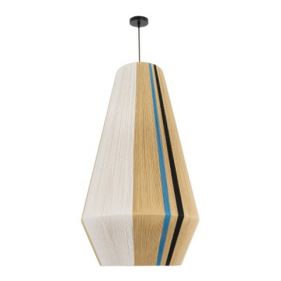 GloboStar® SALERNO 02079 Boho Φωτιστικό Οροφής Μονόφωτο 1 x E27 AC220-240V IP20 - Φ50 x Υ90cm - Μπεζ με Λευκό και Γαλάζια με Μαύρη Λεπτομέρεια Λεπτό Νήμα Βαμβακερό Πλέγμα Καμπάνα - 5 Χρόνια Εγγύηση Διακόσμηση - Φως - Χαλιά GloboStar® SALERNO 02079 Boho Φωτιστικό Οροφής Μονόφωτο 1 x E27 AC220-240V IP20 - Φ50 x Υ90cm - Μπεζ με Λευκό και Γαλάζια με Μαύρη Λεπτομέρεια Λεπτό Νήμα Βαμβακερό Πλέγμα Καμπάνα - 5 Χρόνια Εγγύηση Διακόσμηση - Φως - Χαλιά