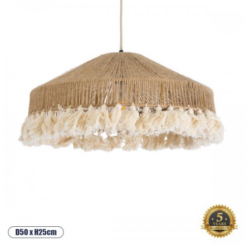 GloboStar® MAZU 02098 Boho Κρεμαστό Φωτιστικό Οροφής Μονόφωτο 1 x E27 AC220-240V IP20 - Φ50 x Υ25cm - Μπεζ με Λευκό Λεπτό Νήμα Πλέγμα Βαμβακερό Καπέλο - 5 Χρόνια Εγγύηση Διακόσμηση - Φως - Χαλιά GloboStar® MAZU 02098 Boho Κρεμαστό Φωτιστικό Οροφής Μονόφωτο 1 x E27 AC220-240V IP20 - Φ50 x Υ25cm - Μπεζ με Λευκό Λεπτό Νήμα Πλέγμα Βαμβακερό Καπέλο - 5 Χρόνια Εγγύηση Διακόσμηση - Φως - Χαλιά