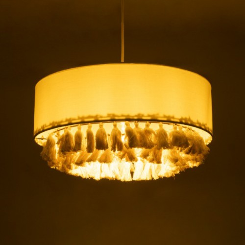 GLOBOSTAR® GINGER 02100 Boho Κρεμαστό Φωτιστικό Οροφής με Ντουί 1 x E27 AC 220-240V IP20 - Μπεζ & Λευκό - Μ50 x Π50 x Υ25cm GLOBOSTAR® GINGER 02100 Boho Κρεμαστό Φωτιστικό Οροφής με Ντουί 1 x E27 AC 220-240V IP20 - Μπεζ & Λευκό - Μ50 x Π50 x Υ25cm