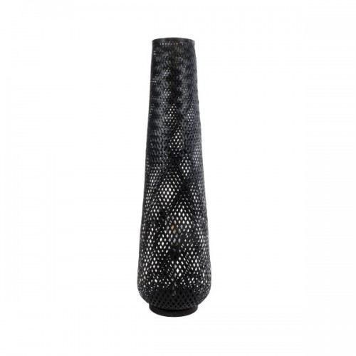 GloboStar® MAMIZU 02110 Boho Επιδαπέδιο Φωτιστικό Μονόφωτο 1 x E27 AC220-240V IP20 - Φ28 x Υ93cm - Μαύρο Ξύλινο Ρατάν Πλέγμα - 5 Χρόνια Εγγύηση Διακόσμηση - Φως - Χαλιά