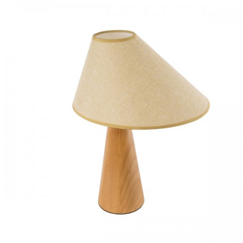 GloboStar® KAUAI 02229 Μοντέρνο Επιτραπέζιο Φωτιστικό Μονόφωτο 1 x E27 AC220-240V IP20 - Μ34 x Π30 x Υ48cm - Μπεζ Ξύλινο Καμπάνα - 5 Χρόνια Εγγύηση Διακόσμηση - Φως - Χαλιά