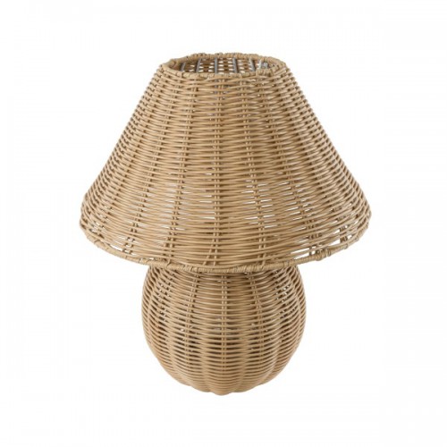 GloboStar® SAOFILIPE 02239 Boho Επιτραπέζιο Φωτιστικό Μονόφωτο 1 x E27 AC220-240V IP20 - Φ40 x Υ45cm - Μπεζ Ξύλινο Καμπάνα - 5 Χρόνια Εγγύηση Διακόσμηση - Φως - Χαλιά
