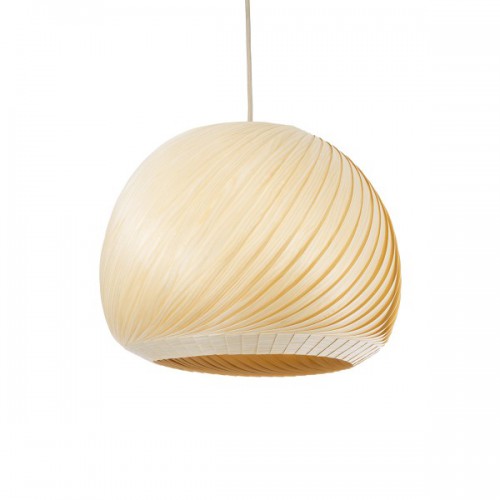 GloboStar® KAILANI 02242 Boho Κρεμαστό Φωτιστικό Οροφής Μονόφωτο 1 x E27 AC220-240V IP20 - Φ40 x Υ30cm - Μπεζ Λεπτό Φύλλο Ξύλου Πλέγμα Καμπάνα - 5 Χρόνια Εγγύηση Διακόσμηση - Φως - Χαλιά