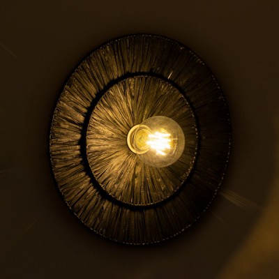 GloboStar® COLOMBO 02280 Boho Φωτιστικό Τοίχου - Απλίκα Μονόφωτο 1 x E27 AC 220-240V IP20 - Φ40 x Υ4.5cm - Μαύρη Φυσική Ράφια Άχυρο Πλέγμα - 5 Χρόνια Εγγύηση Διακόσμηση - Φως - Χαλιά GloboStar® COLOMBO 02280 Boho Φωτιστικό Τοίχου - Απλίκα Μονόφωτο 1 x E27 AC 220-240V IP20 - Φ40 x Υ4.5cm - Μαύρη Φυσική Ράφια Άχυρο Πλέγμα - 5 Χρόνια Εγγύηση Διακόσμηση - Φως - Χαλιά