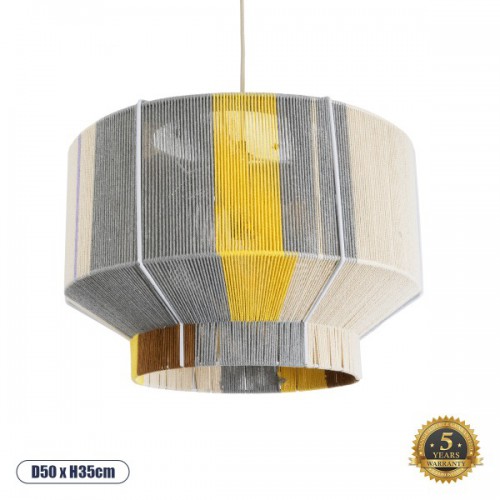 GloboStar® HABANA 02290 Boho Κρεμαστό Φωτιστικό Οροφής Μονόφωτο 1 x E27 AC220-240V IP20 - Φ50 x Υ35cm - Γρι με Κίτρινο και Μπεζ - Καφέ με Μωβ Λεπτομέρεια Λεπτό Νήμα Πλέγμα Βαμβακερό Καπέλο - 5 Χρόνια Εγγύηση Διακόσμηση - Φως - Χαλιά GloboStar® HABANA 02290 Boho Κρεμαστό Φωτιστικό Οροφής Μονόφωτο 1 x E27 AC220-240V IP20 - Φ50 x Υ35cm - Γρι με Κίτρινο και Μπεζ - Καφέ με Μωβ Λεπτομέρεια Λεπτό Νήμα Πλέγμα Βαμβακερό Καπέλο - 5 Χρόνια Εγγύηση Διακόσμηση - Φως - Χαλιά