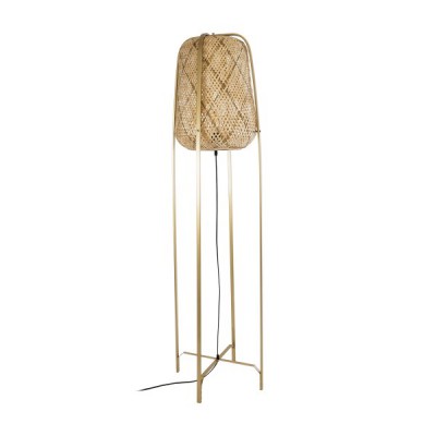 GLOBOSTAR® MEILANI 02301 Boho Επιδαπέδιο Φωτιστικό με Ντουί 1 x E27 AC 220-240V IP20 - Χρυσό & Μπεζ - Μ40 x Π40 x Υ150cm
