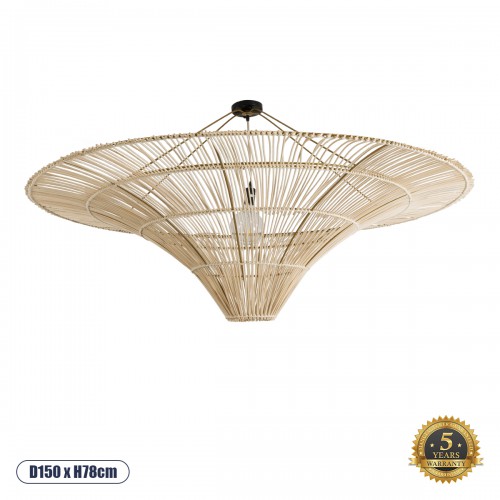GloboStar® PALERMO 02309 Boho Φωτιστικό Οροφής Μονόφωτο 1 x E27 AC220-240V IP20 - Φ150 x Υ78cm - Μπεζ Ξύλινο Μπαμπού Πλέγμα - 5 Χρόνια Εγγύηση Διακόσμηση - Φως - Χαλιά GloboStar® PALERMO 02309 Boho Φωτιστικό Οροφής Μονόφωτο 1 x E27 AC220-240V IP20 - Φ150 x Υ78cm - Μπεζ Ξύλινο Μπαμπού Πλέγμα - 5 Χρόνια Εγγύηση Διακόσμηση - Φως - Χαλιά