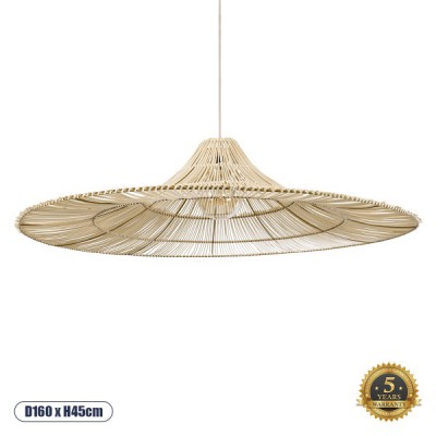 GLOBOSTAR® PALERMO 02311 Boho Κρεμαστό Φωτιστικό Οροφής με Ντουί 1 x E27 AC 220-240V IP20 - Μπεζ - Μ160 x Π160 x Υ45cm