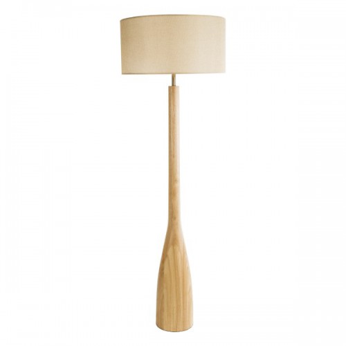 GloboStar® BERKBAY 02318 Boho Επιδαπέδιο Φωτιστικό Μονόφωτο 1 x E27 IP20 Μπεζ Ξύλο με Μπεζ Ύφασμα - Μ50 x Π50 x Υ150cm