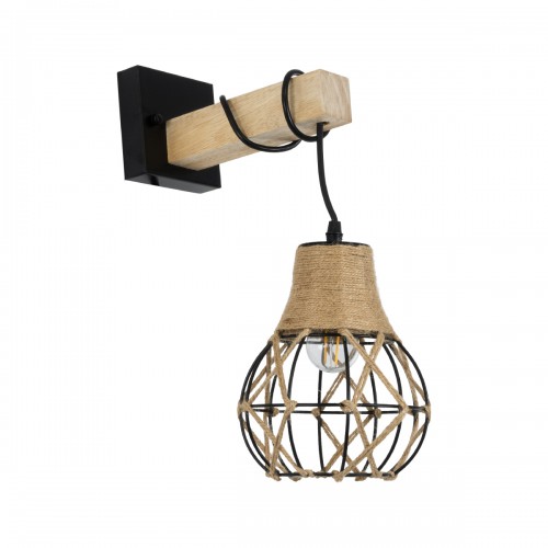 GloboStar® ALANI 01962 Boho Φωτιστικό Τοίχου - Απλίκα Μονόφωτο 1 x E27 AC 220-240V IP20 - Μ10 x Π26 x Υ40cm - Μαύρο Μεταλλικό με Ξύλο και Μπεζ Σχοινί Πλεγμα - 5 Χρόνια Εγγύηση Διακόσμηση - Φως - Χαλιά GloboStar® ALANI 01962 Boho Φωτιστικό Τοίχου - Απλίκα Μονόφωτο 1 x E27 AC 220-240V IP20 - Μ10 x Π26 x Υ40cm - Μαύρο Μεταλλικό με Ξύλο και Μπεζ Σχοινί Πλεγμα - 5 Χρόνια Εγγύηση Διακόσμηση - Φως - Χαλιά