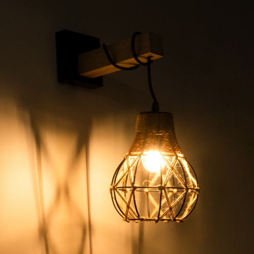 GloboStar® ALANI 01962 Boho Φωτιστικό Τοίχου - Απλίκα Μονόφωτο 1 x E27 AC 220-240V IP20 - Μ10 x Π26 x Υ40cm - Μαύρο Μεταλλικό με Ξύλο και Μπεζ Σχοινί Πλεγμα - 5 Χρόνια Εγγύηση Διακόσμηση - Φως - Χαλιά GloboStar® ALANI 01962 Boho Φωτιστικό Τοίχου - Απλίκα Μονόφωτο 1 x E27 AC 220-240V IP20 - Μ10 x Π26 x Υ40cm - Μαύρο Μεταλλικό με Ξύλο και Μπεζ Σχοινί Πλεγμα - 5 Χρόνια Εγγύηση Διακόσμηση - Φως - Χαλιά