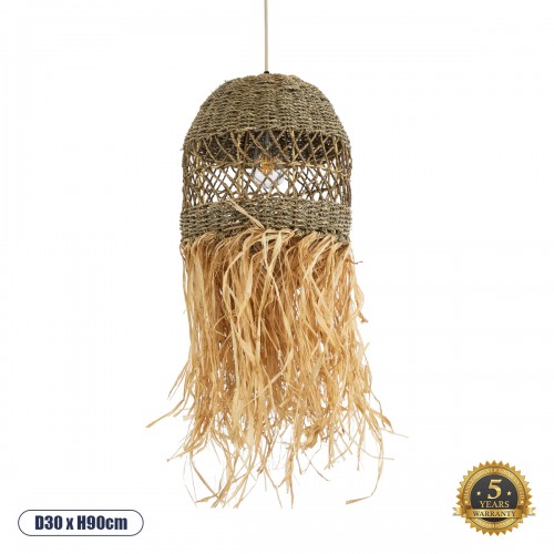 GloboStar® SAINTLUCIA 02160 Boho Κρεμαστό Φωτιστικό Οροφής Μονόφωτο 1 x E27 AC220-240V IP20 - Φ30 x Υ90cm - Χακί Σχοινί με Μπεζ Φυσική Ράφια Νήμα Πλεγμα Καμπάνα - 5 Χρόνια Εγγύηση Διακόσμηση - Φως - Χαλιά GloboStar® SAINTLUCIA 02160 Boho Κρεμαστό Φωτιστικό Οροφής Μονόφωτο 1 x E27 AC220-240V IP20 - Φ30 x Υ90cm - Χακί Σχοινί με Μπεζ Φυσική Ράφια Νήμα Πλεγμα Καμπάνα - 5 Χρόνια Εγγύηση Διακόσμηση - Φως - Χαλιά