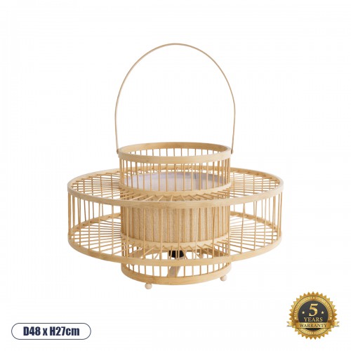 GloboStar® WILDER 02003 Boho Επιτραπέζιο Φωτιστικό Μονόφωτο 1 x E27 AC220-240V IP20 - Φ48 x Υ27cm - Μπεζ Ξύλινο Μπαμπού Πλέγμα - 5 Χρόνια Εγγύηση Διακόσμηση - Φως - Χαλιά
