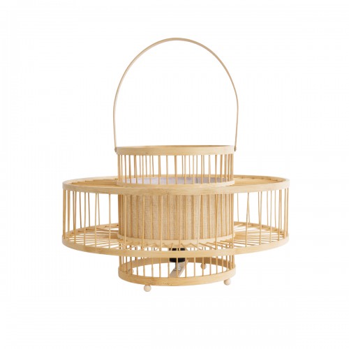 GloboStar® WILDER 02003 Boho Επιτραπέζιο Φωτιστικό Μονόφωτο 1 x E27 AC220-240V IP20 - Φ48 x Υ27cm - Μπεζ Ξύλινο Μπαμπού Πλέγμα - 5 Χρόνια Εγγύηση Διακόσμηση - Φως - Χαλιά